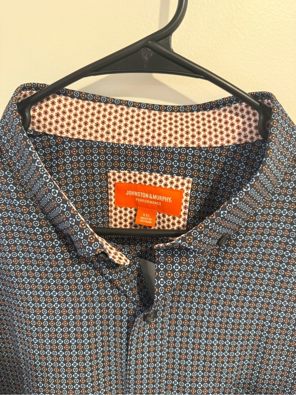 Johnston & Murphy Navy and Light Blue Micro-Pattern Button-Down Shirt - Picture 2 of 3